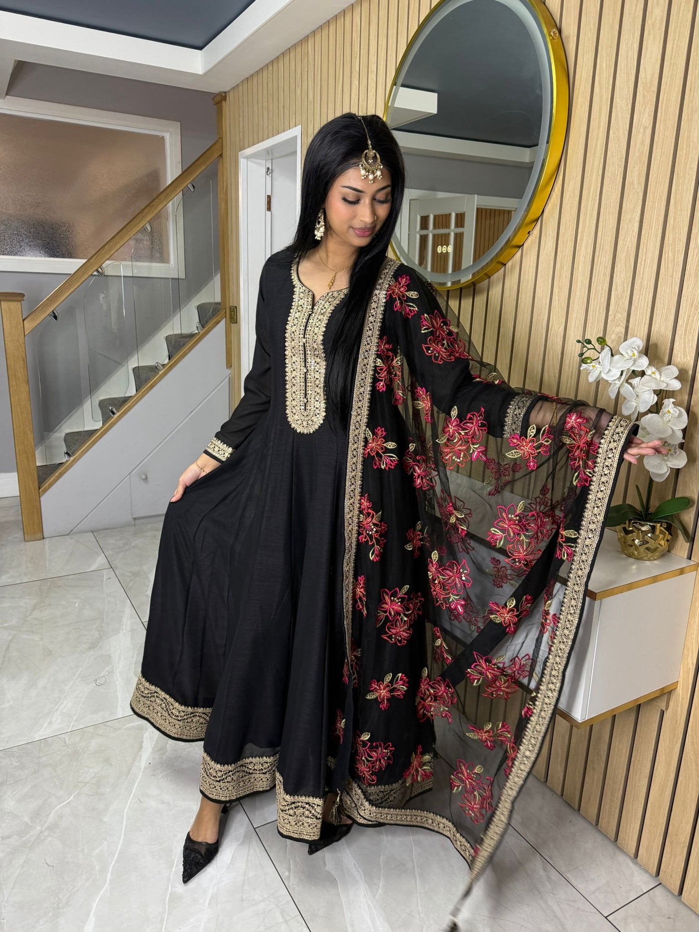 silk dress with dupatta Dark Green Silk Salwar Suit With Contrast Dupatta