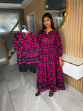 Hanifa 2pc Mother and Daughter Printed Cotton Frock