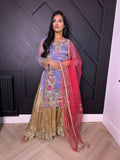 Khuda Baksh-Lilac and Gold Sharara Style U3-F4