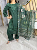 Malak 3pc linen Suit With Plazzo Trouser D2-c2
