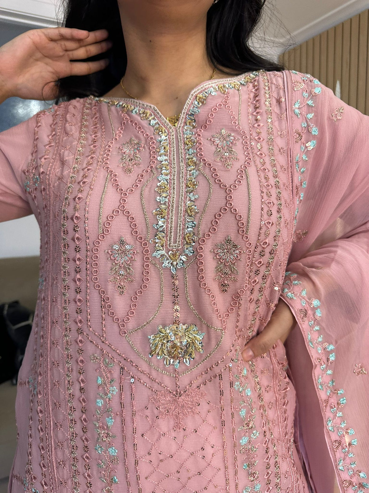 Lubna 3pc Chiffon Gharara U2-A5
