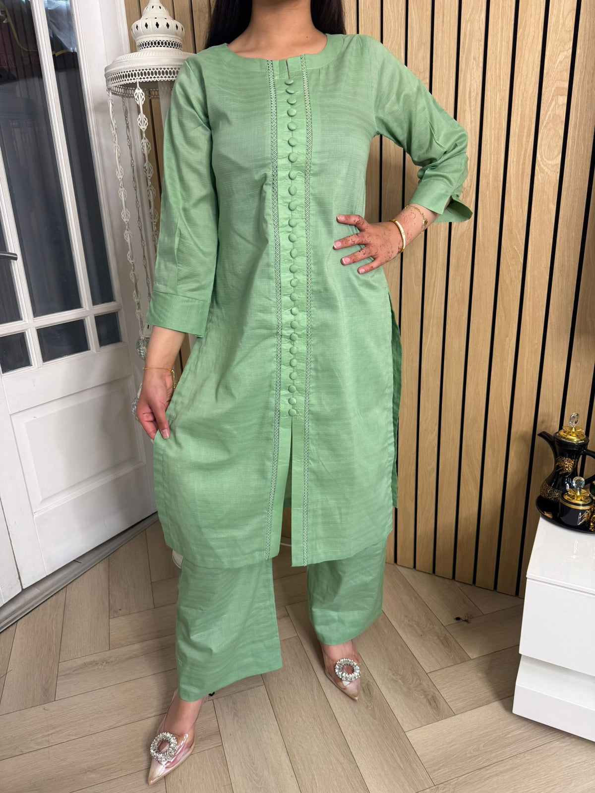 Warda 2pc Cotton Button Co-ord U3-D6
