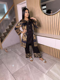 Sana 3pc Velvet Jacket Suit with Linen kameez and Trouser