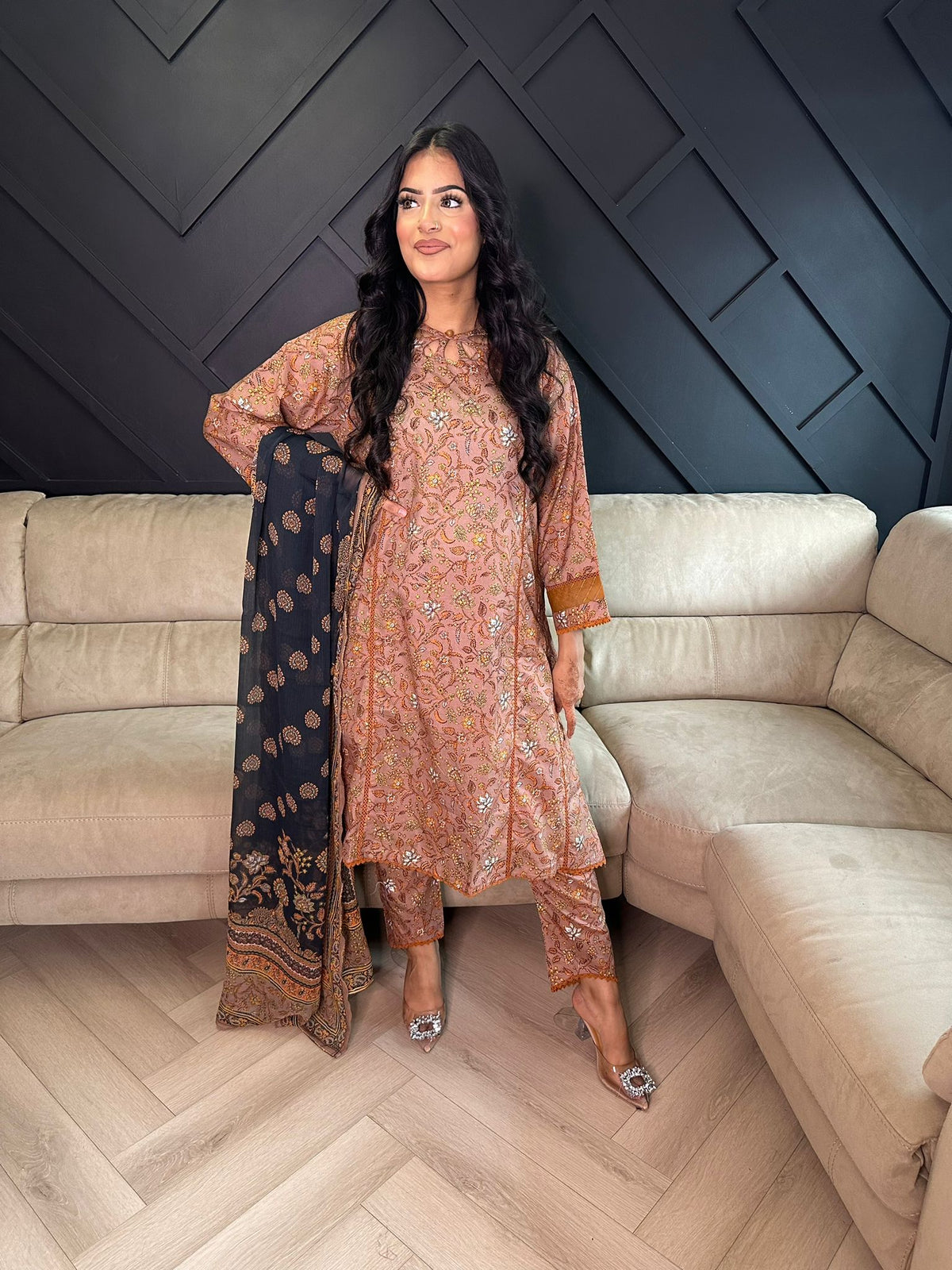 Asim Jofa 3 Piece- Brown