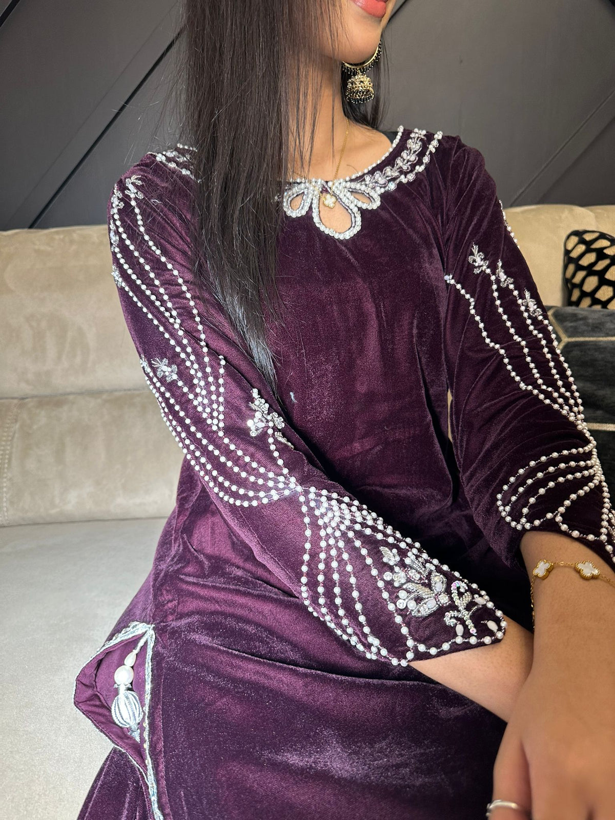 Keisha 3pc Luxury Velvet Embroidered Suit With Chiffon Duppatta D2-H1/3
