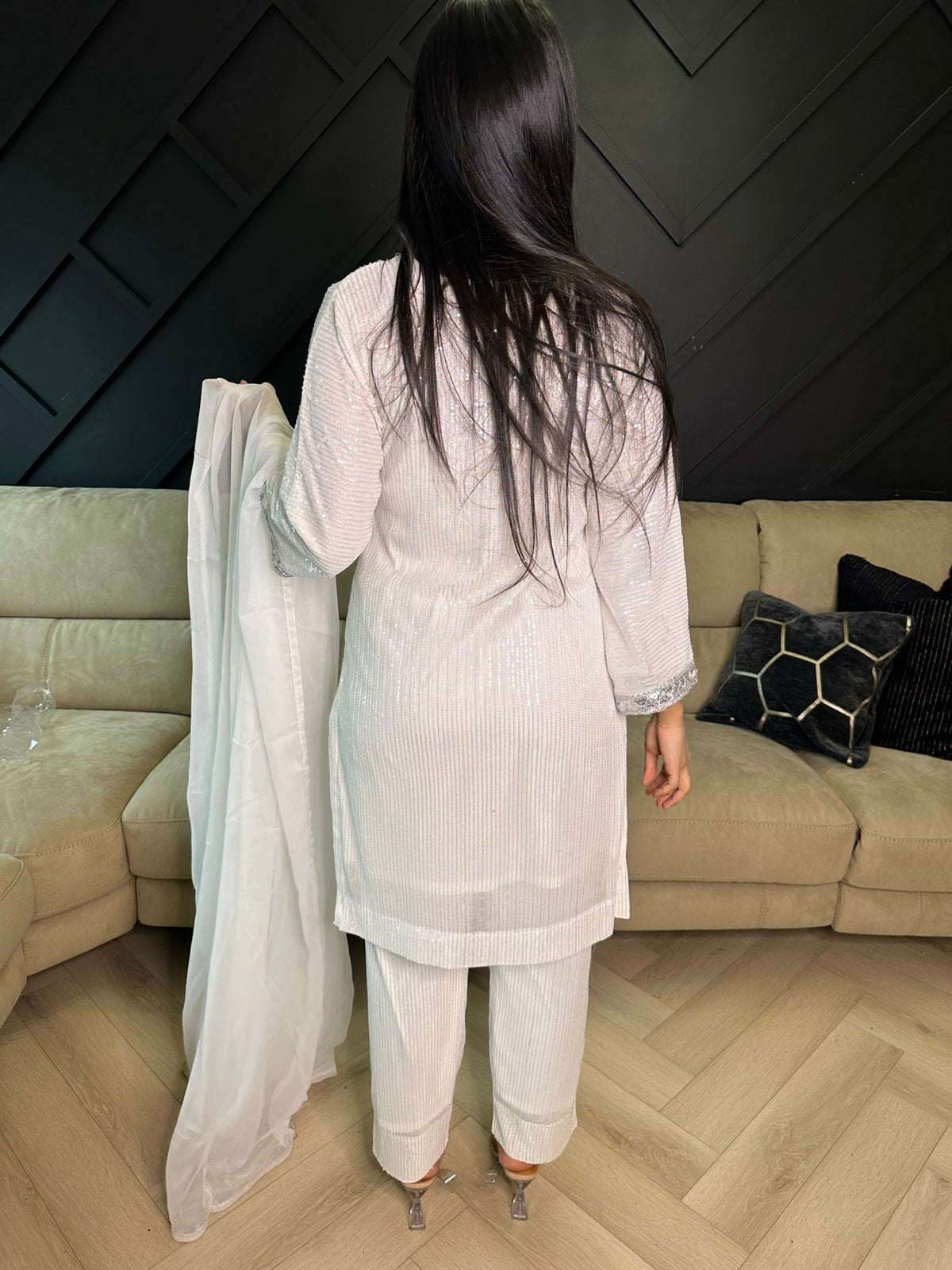 Kareena Sequin Suit  - White