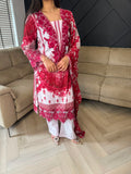 Haneen 3pc Printed Lawn Suit With Plazzo Trouser