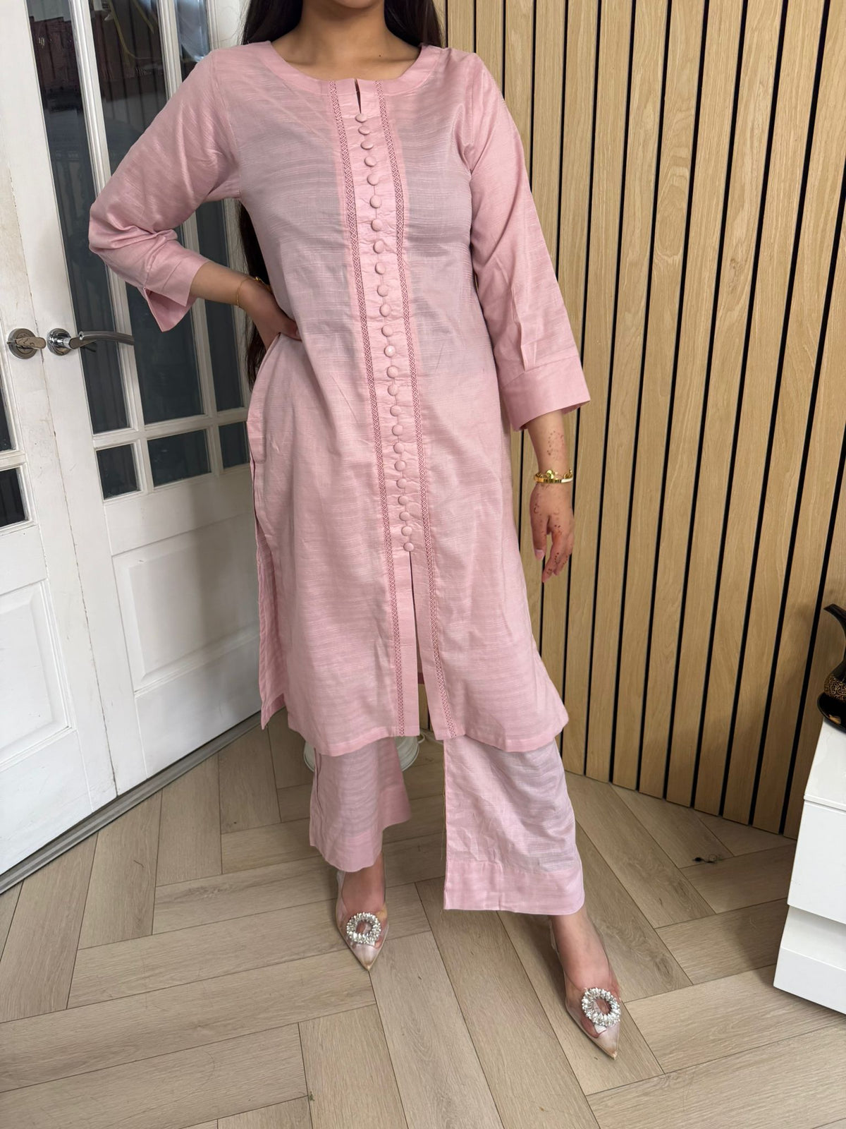Warda 2pc Cotton Button Co-ord U3-D6