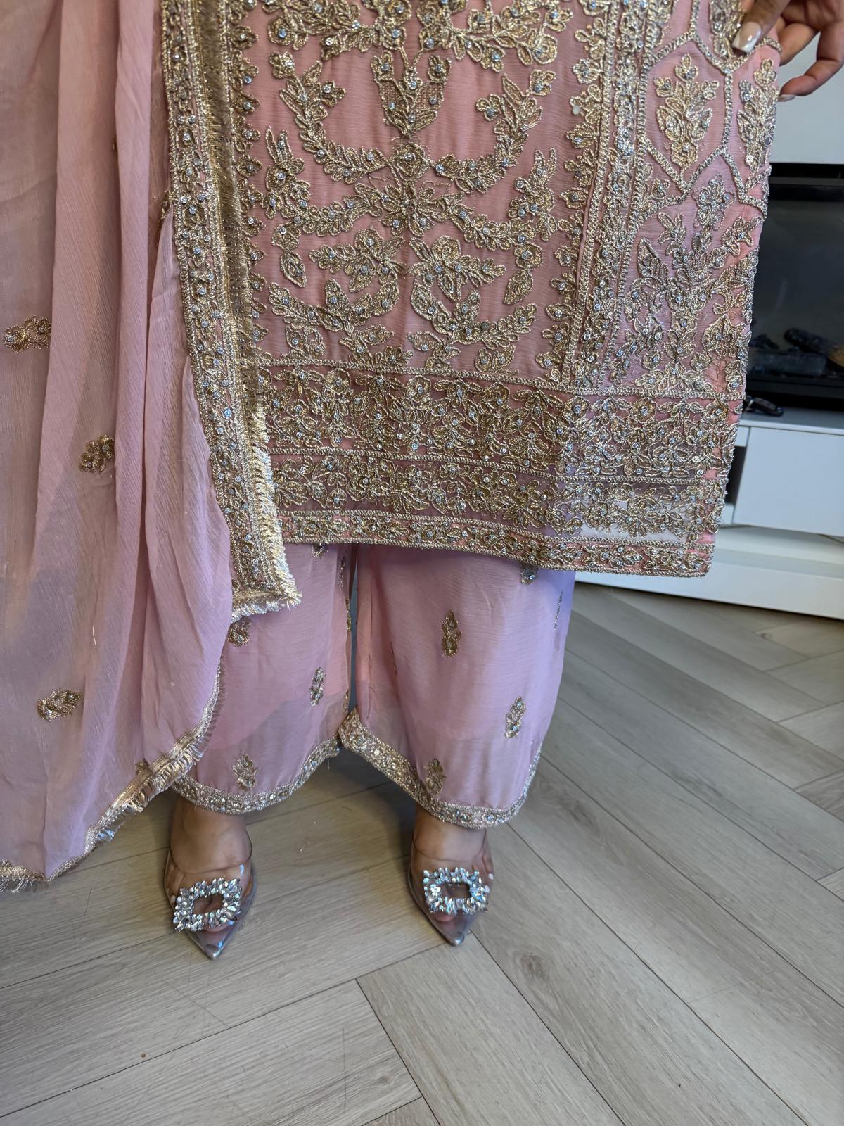 Manisba 3pc Mother & Daughter chiffon Suit With Plazzo