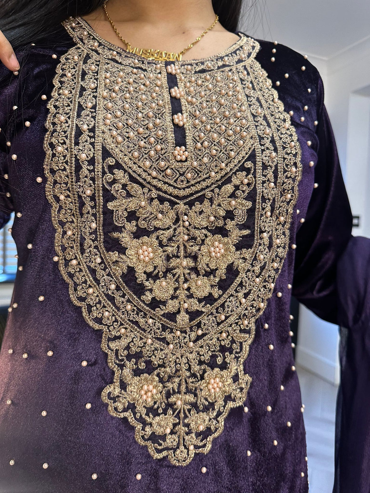 Velvet Pearl Embroidered 3pc Suit