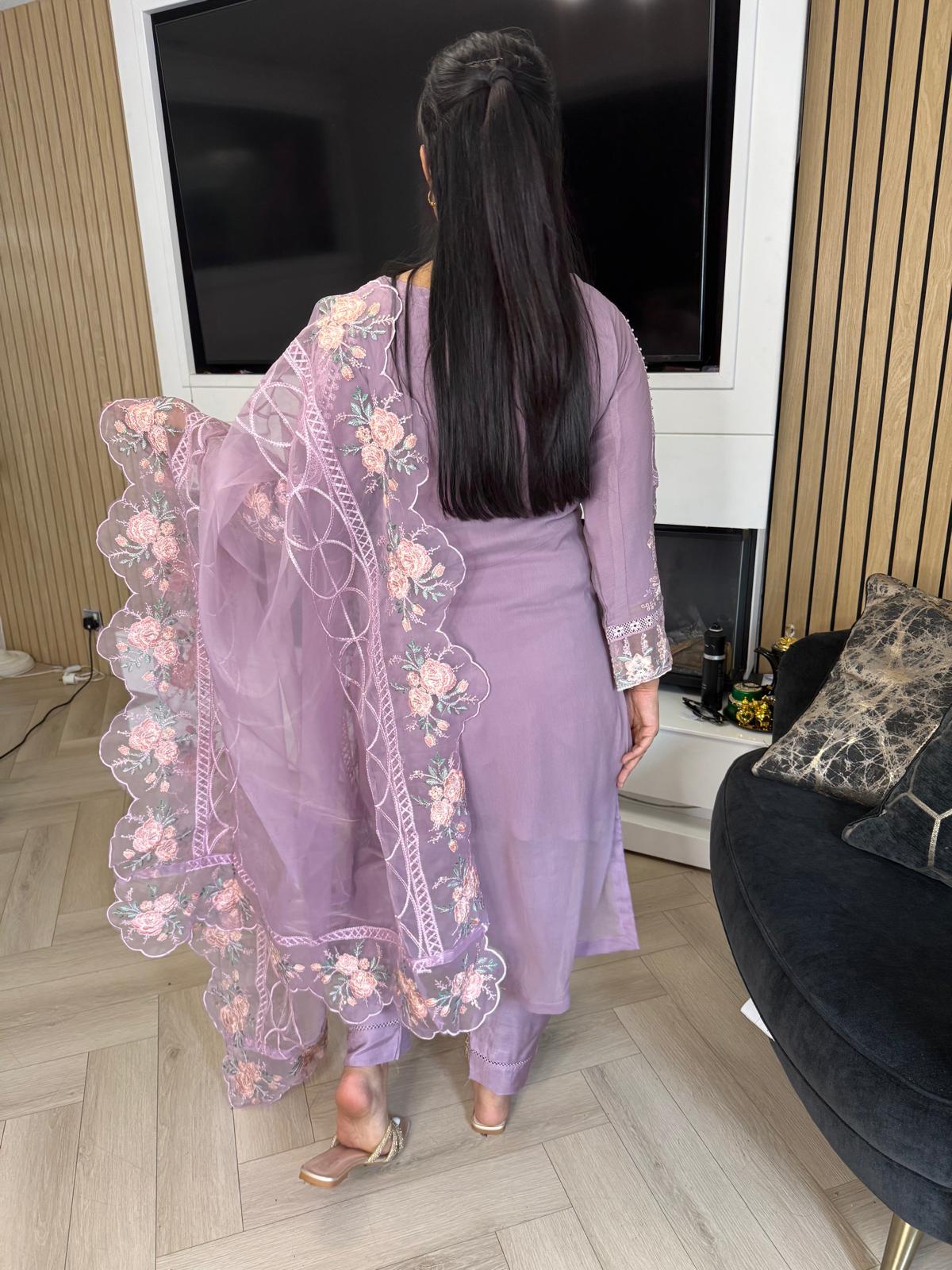 Atiqa Chiffon 3PC Suit With Organza Duppata