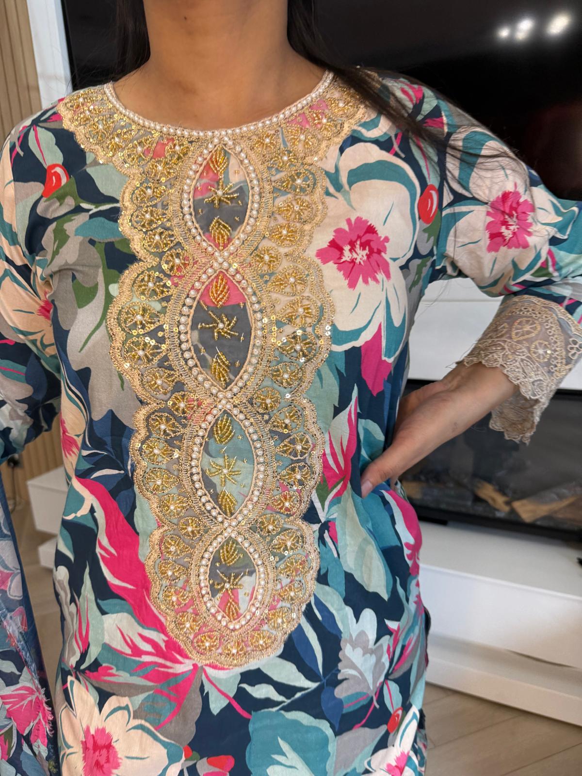 Adeela 3pc Printed Lawn Suit