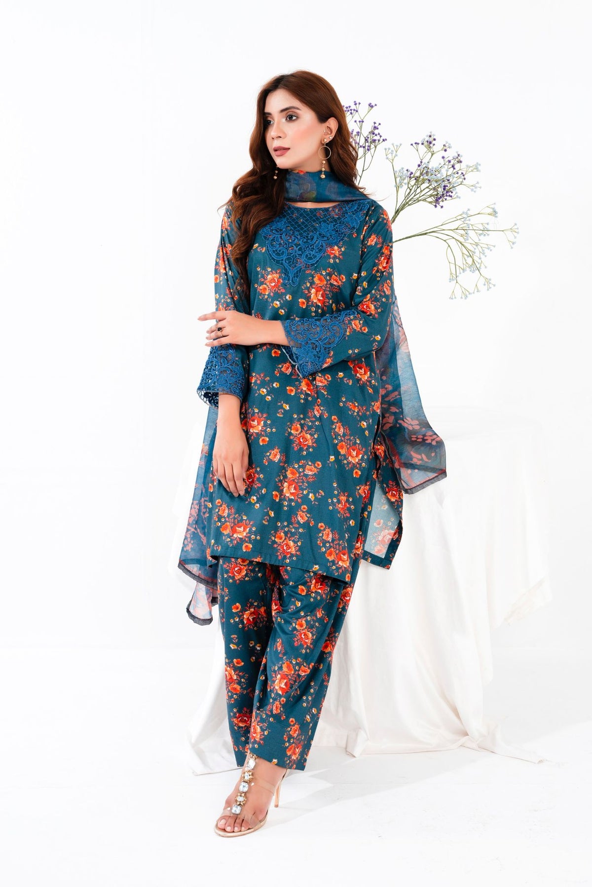 Maha Gul 3 Piece - Teal