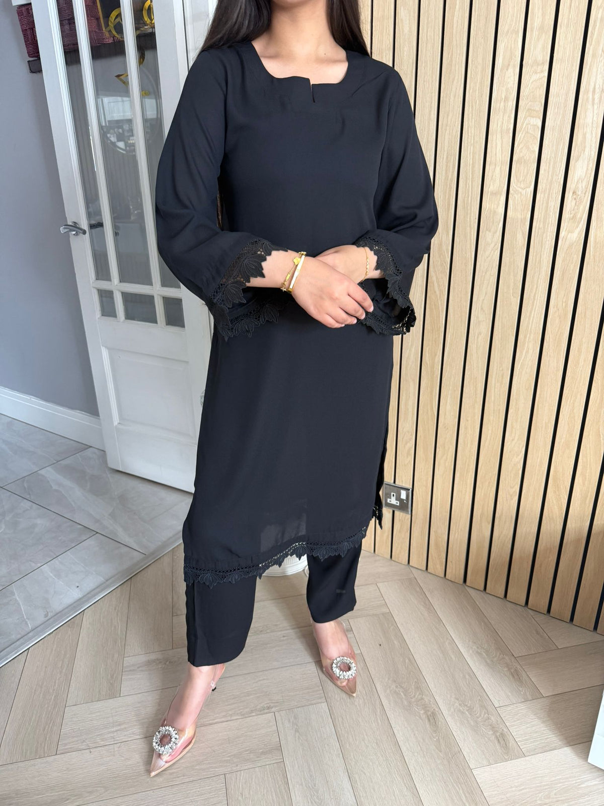 Aleena 2pc Georgette Cut Neckline Co-Ord