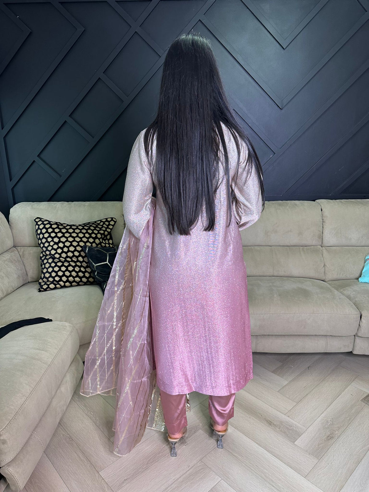 Kanwal Shimmer Suit  - Pink