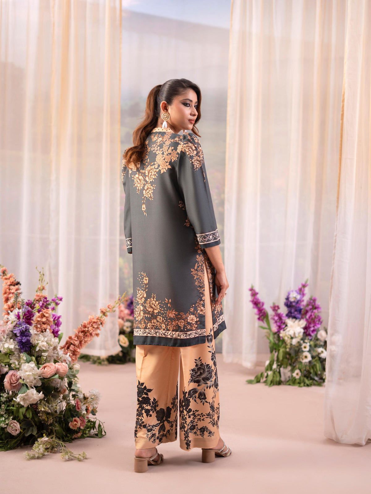 Rose Poly Lawn 2pc Co-Ord by Raniya.H