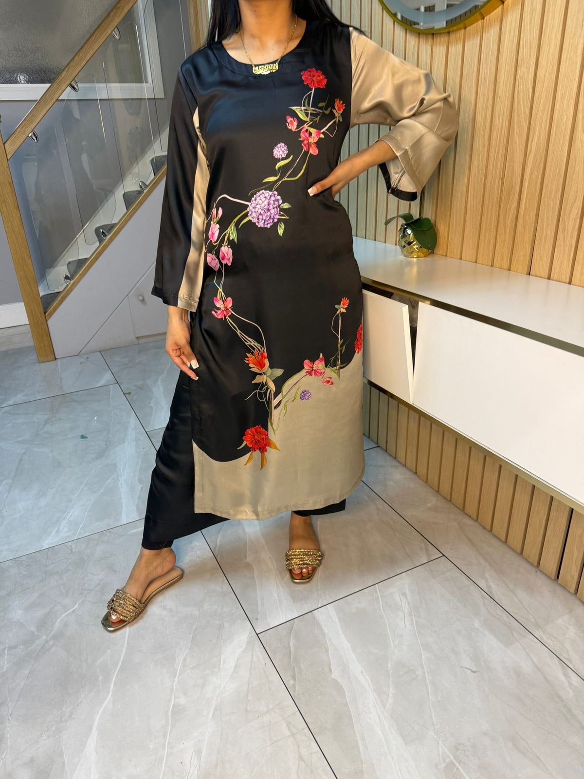 Fizza Printed 2pc Silk Co-Ord