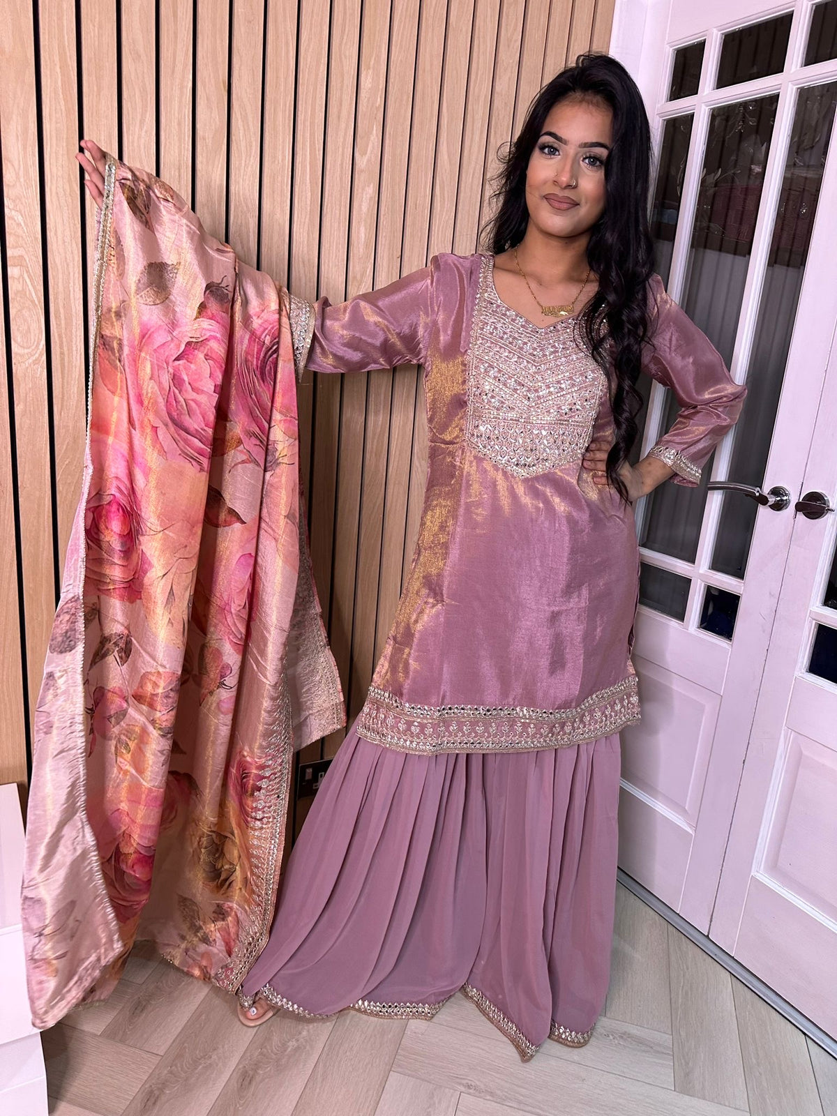 Liyanna 3pc Gharara With Floral Duppatta