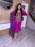 Khuda Baksh - Fuscia and Gold Trouser U3-F3