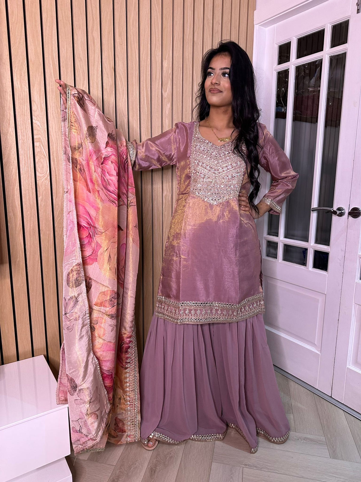 Liyanna 3pc Gharara With Floral Duppatta