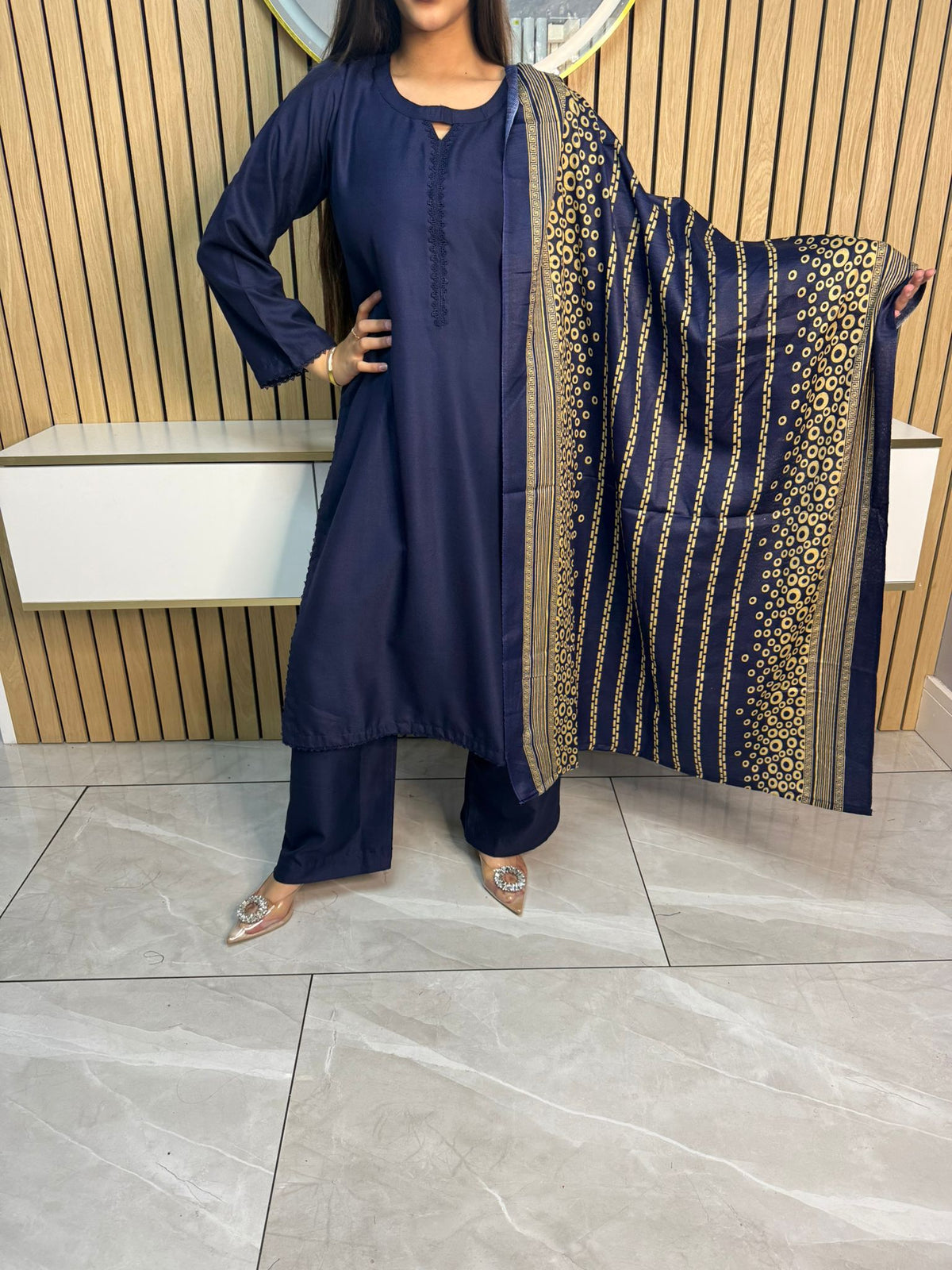 Haya 3pc Dhannak suit with Wool Shawl aww