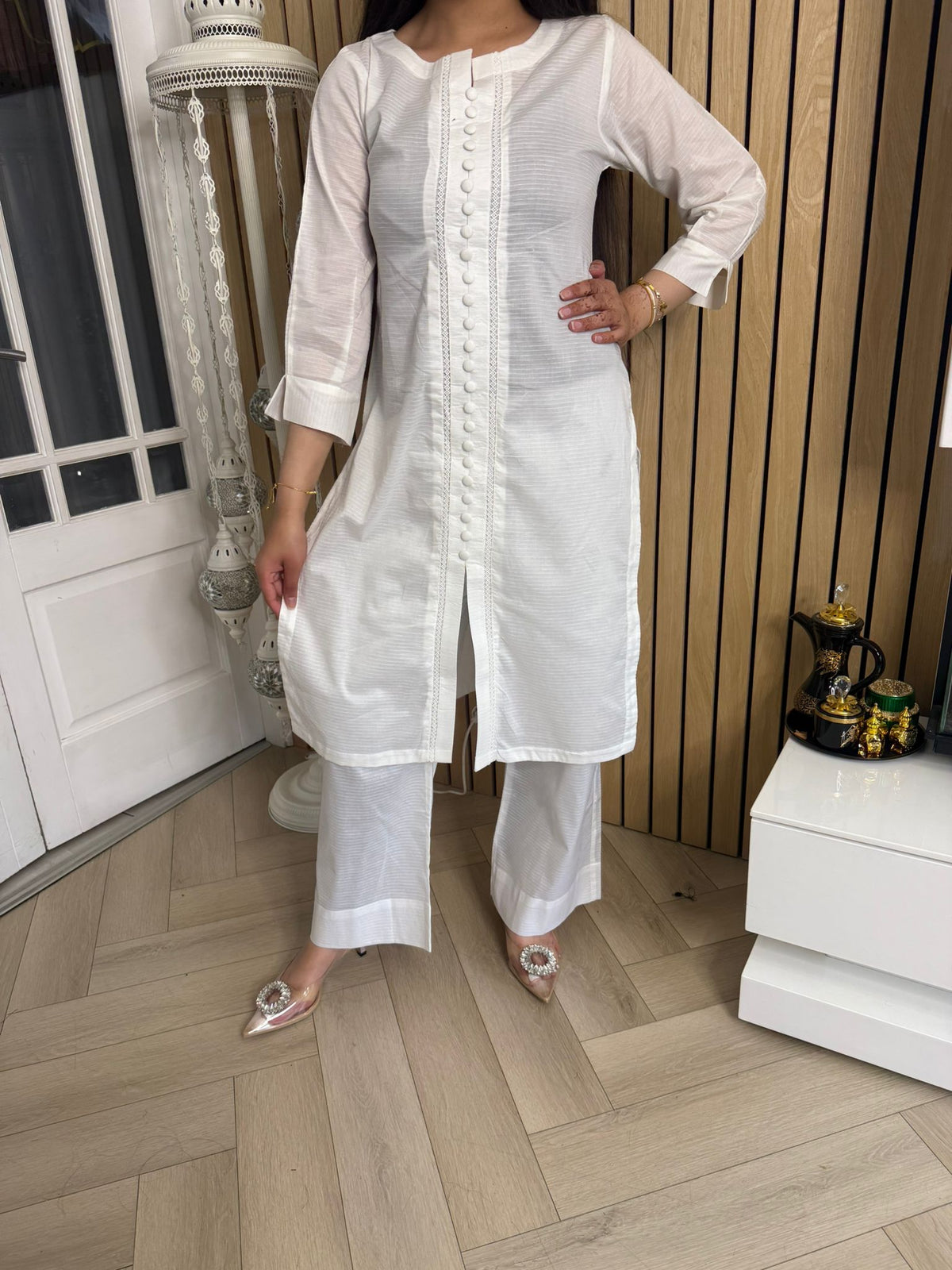 Warda 2pc Cotton Button Co-ord U3-D6