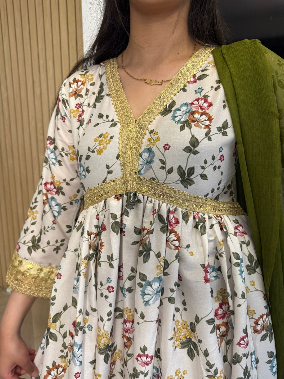 Daisy 3PC Maxi Suit With Contrast Dupata