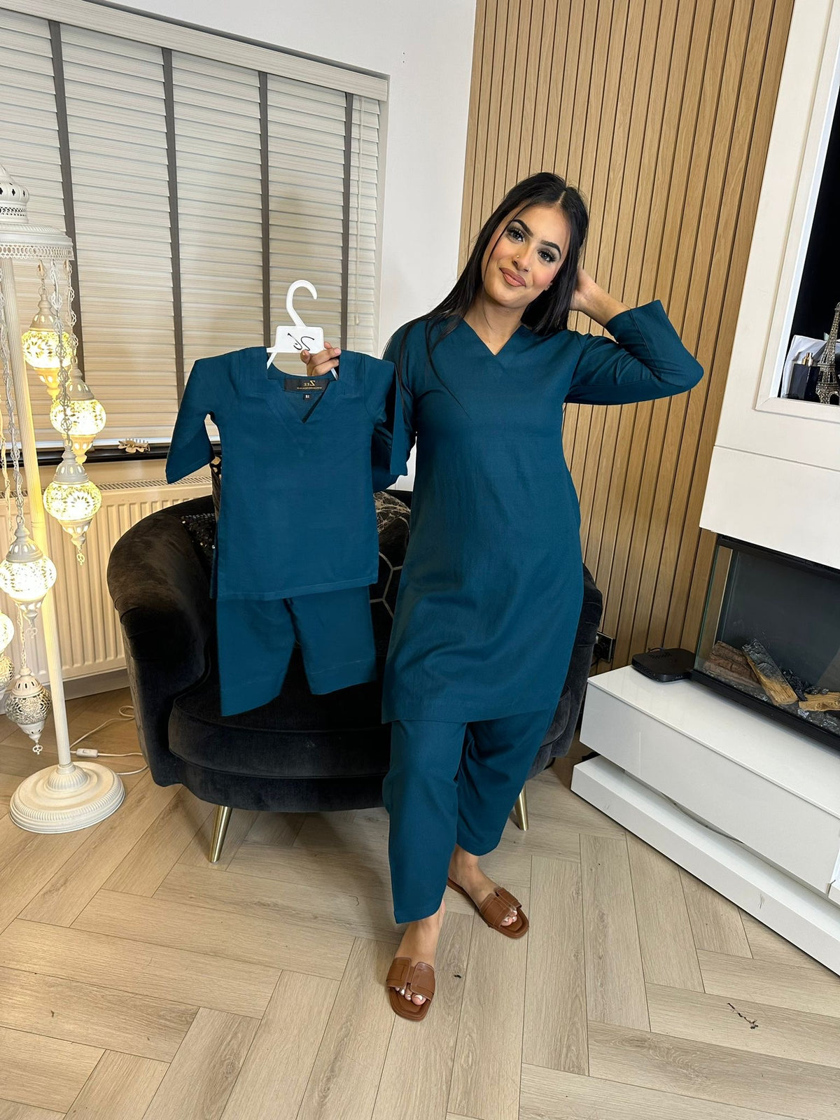 Leela M&D Shalwar-Teal