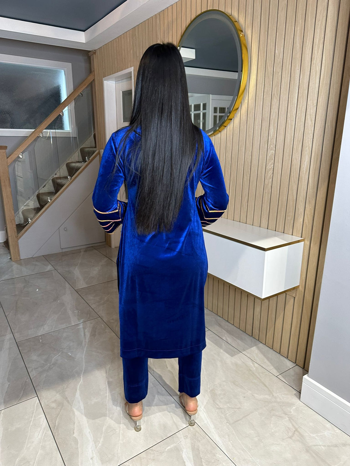 Muskaan Velvet - Royal Blue Lace