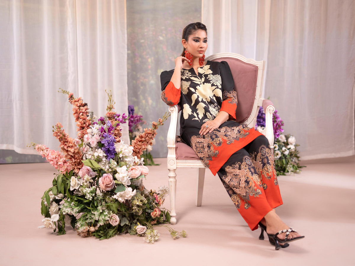 Rose Poly Lawn 2pc Co-Ord by Raniya.H