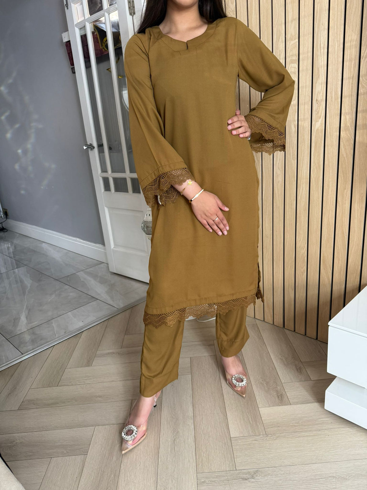Aleena 2pc Georgette Cut Neckline Co-Ord