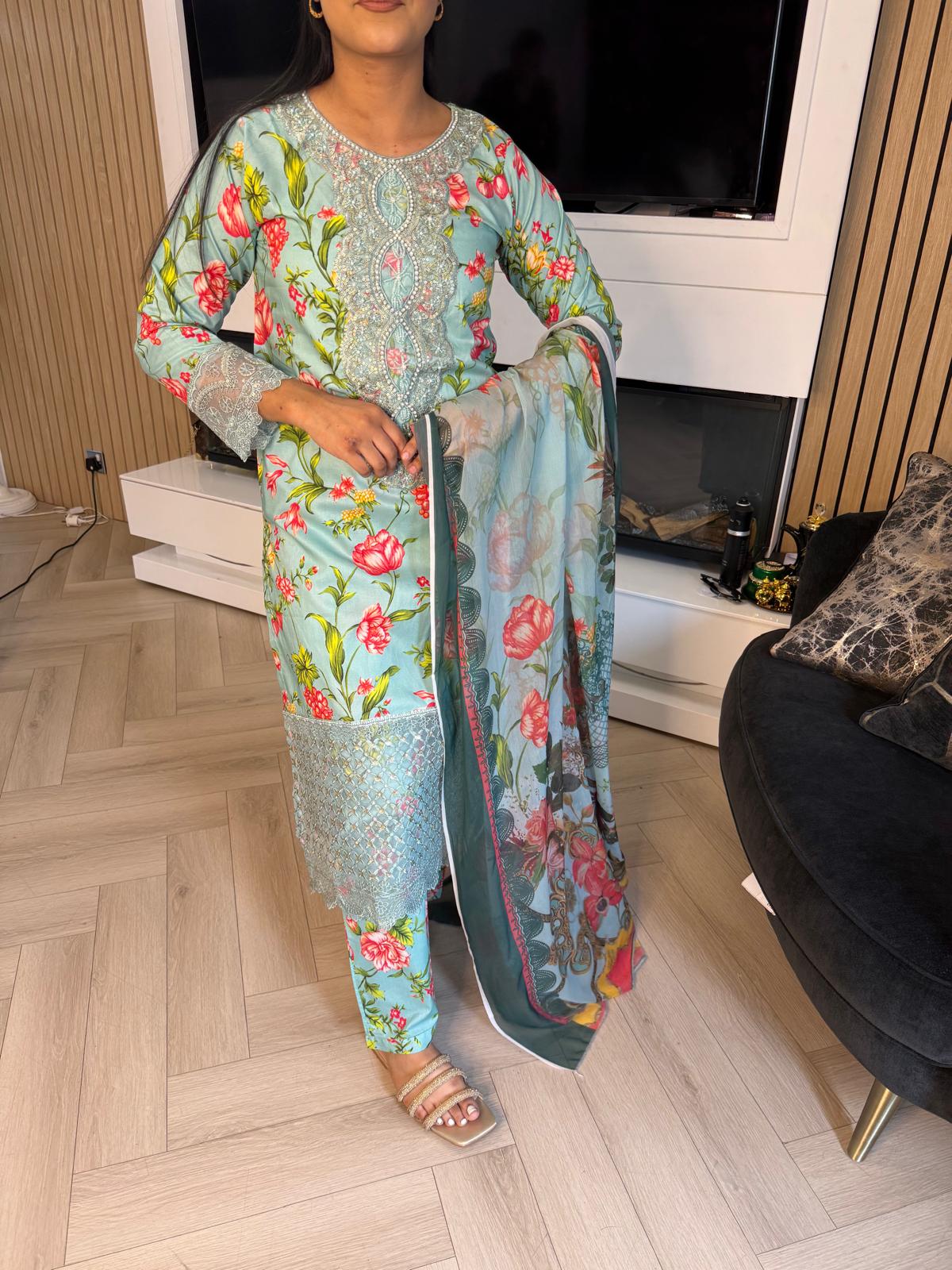 Adeela 3pc Printed Lawn Suit