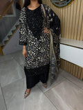 Saneha 3pc linen Suit With Printed scarf and Trouser