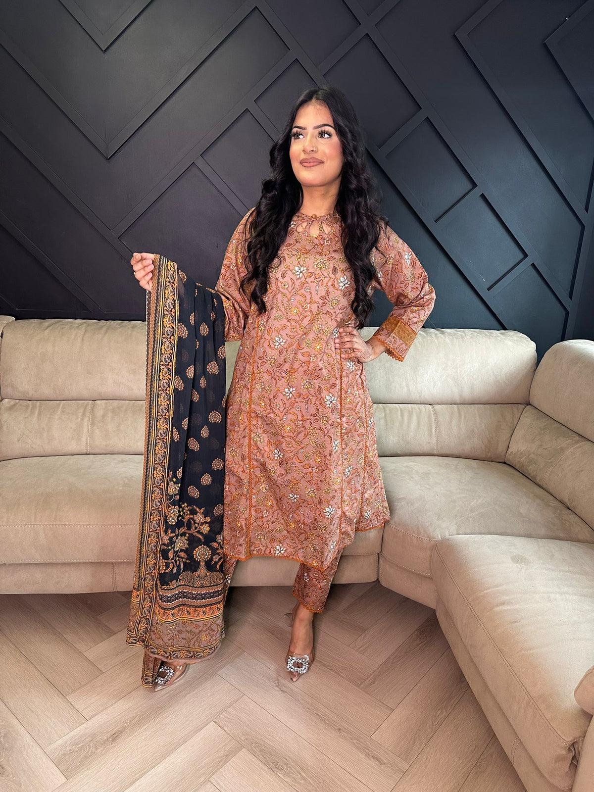 Asim Jofa 3 Piece- Brown