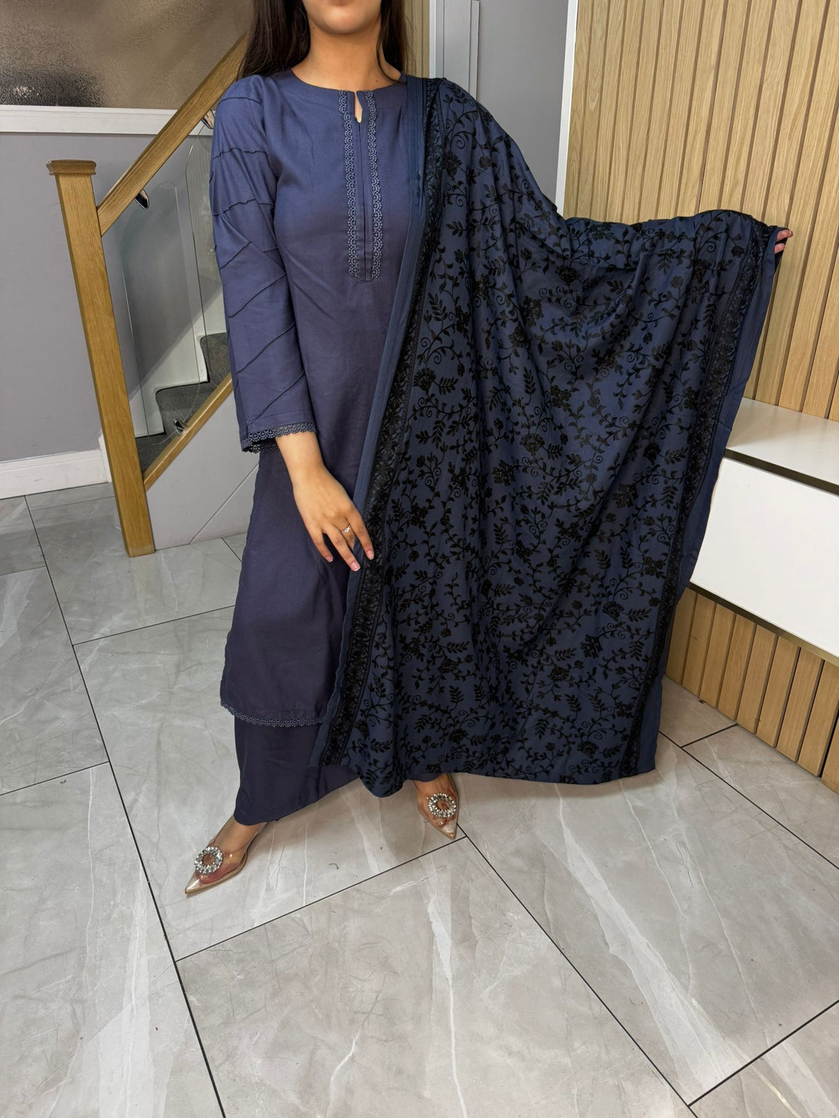 Noor Zahra 3pc Dhannak Suit With Embroidered Shawl