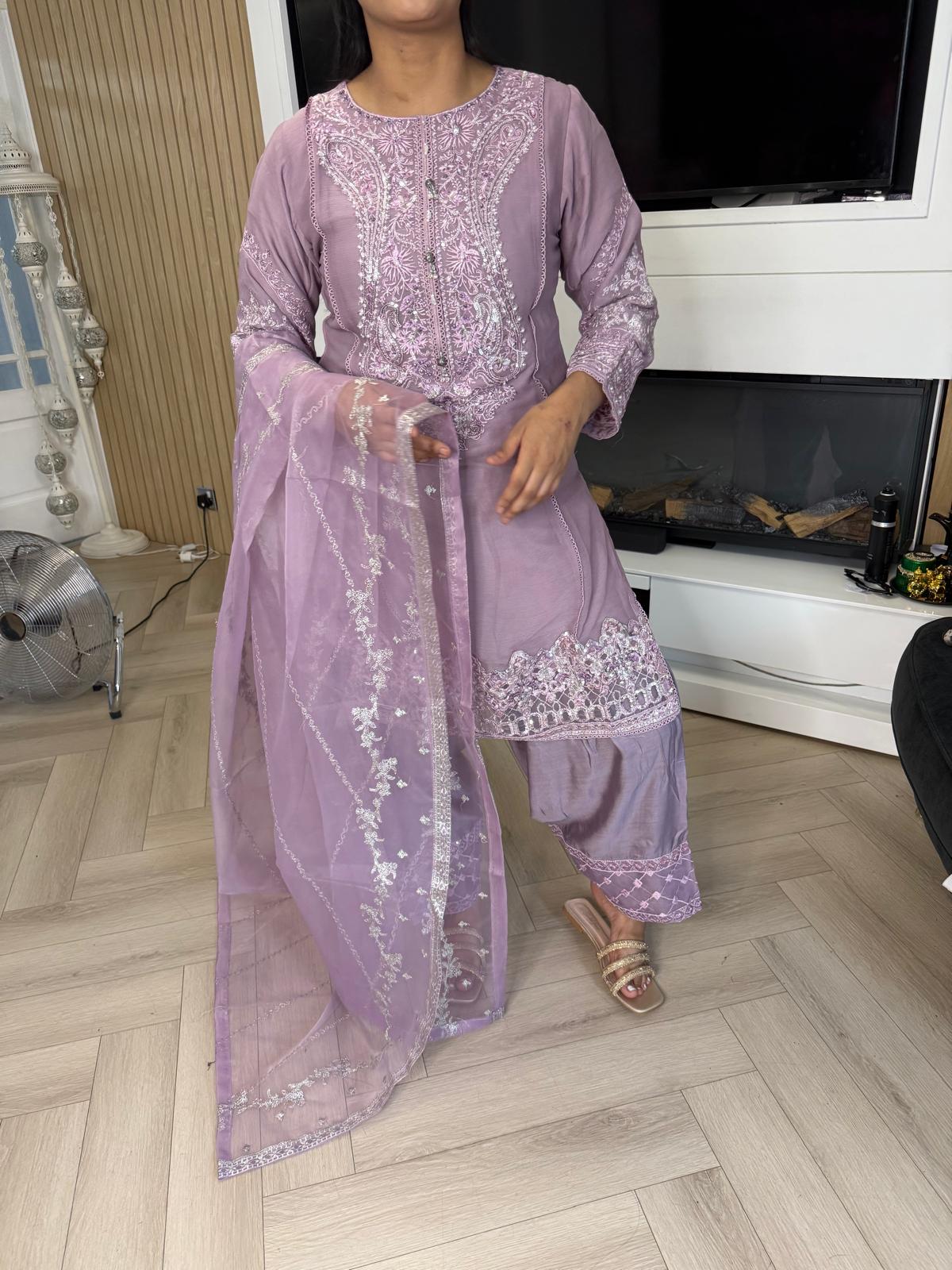 Atiqa Chiffon 3PC Suit With Organza Duppata