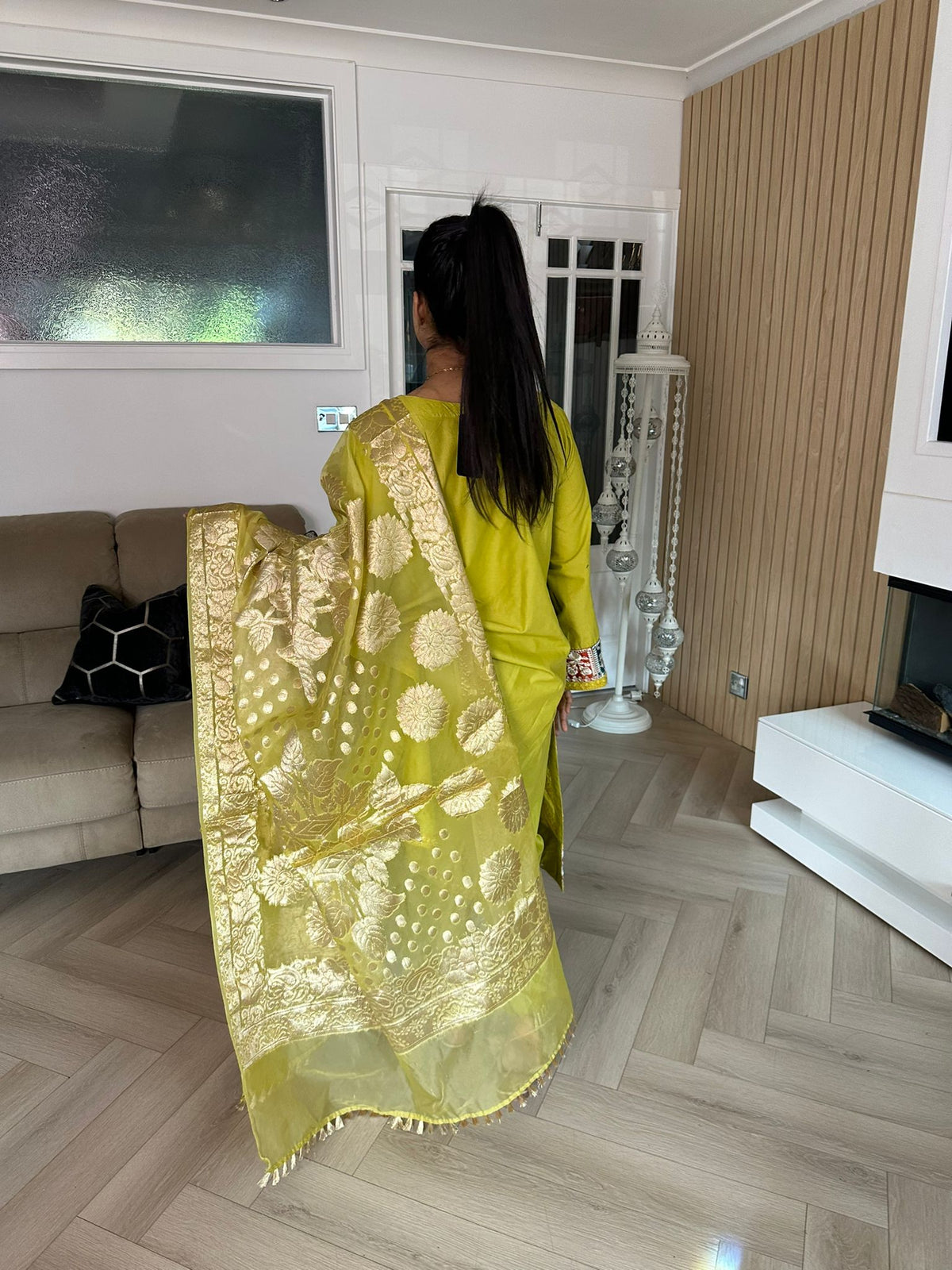 Karma 2024 - Lime Jacquard Dupatta