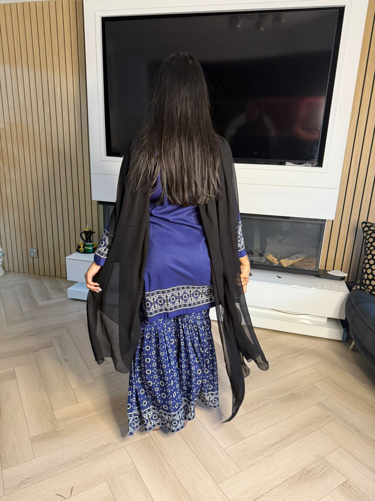 Ajrak Gharara Suit with Chiffon Dupatta