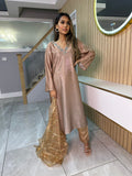 Kanwal Shimmer Suit  - Brown