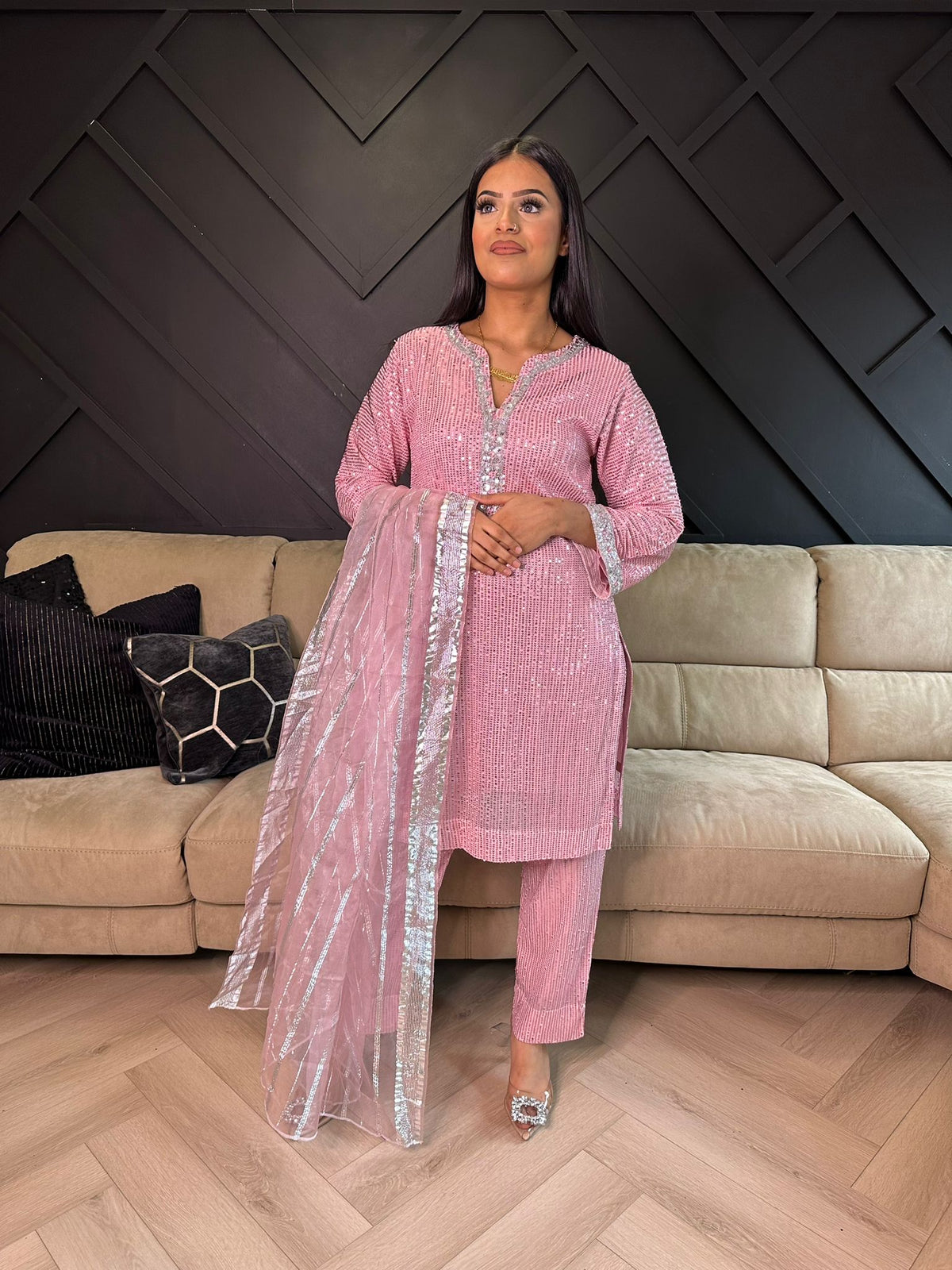 Kareena Sequin Suit  - Pink