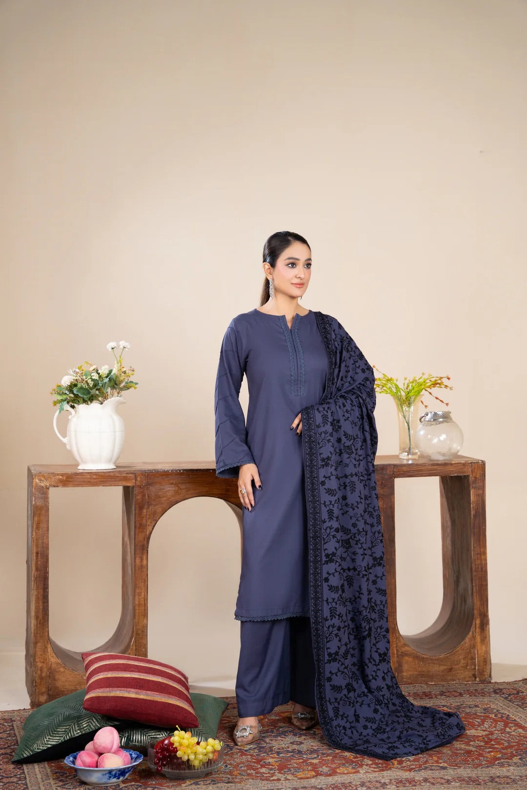Noor Zahra 3pc Dhannak Suit With Embroidered Shawl