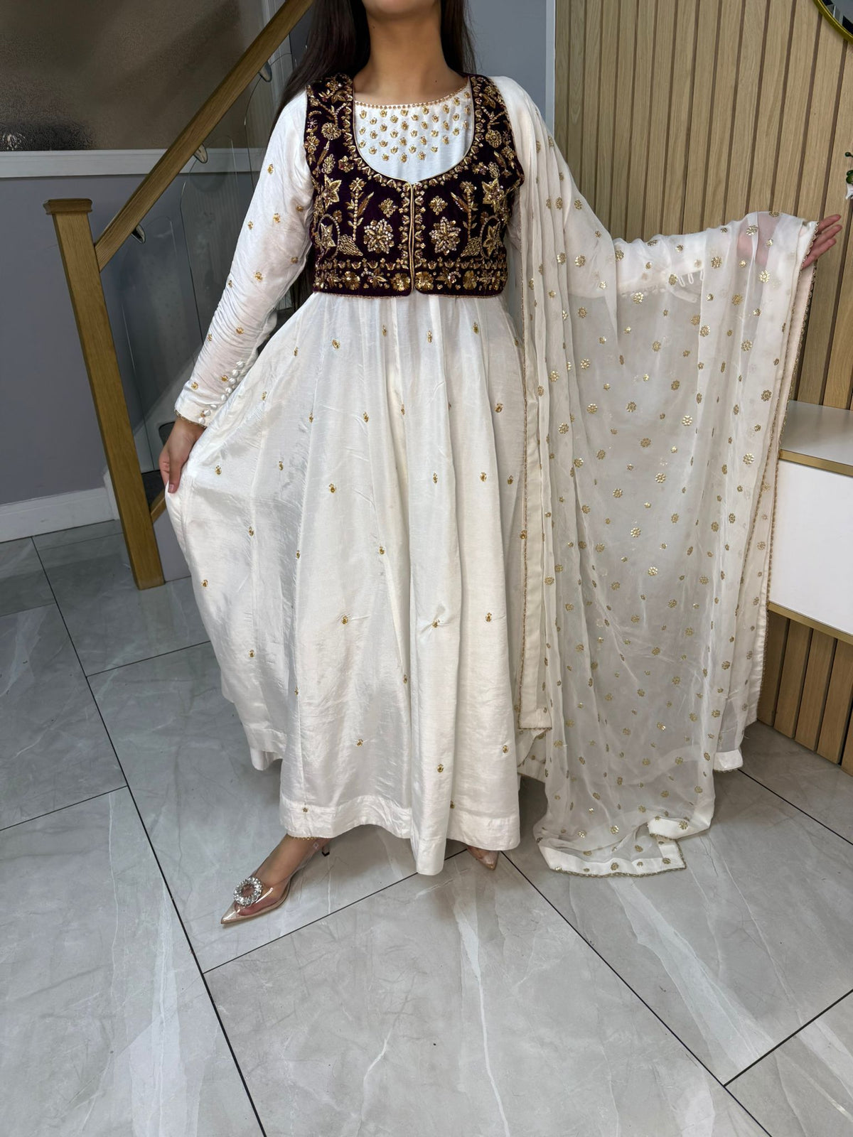 Rehma Luxury 3pc Silk Suits with Embroidered Velvet Koti