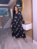 Xenia Floral Maxi - Black/White U5-A6