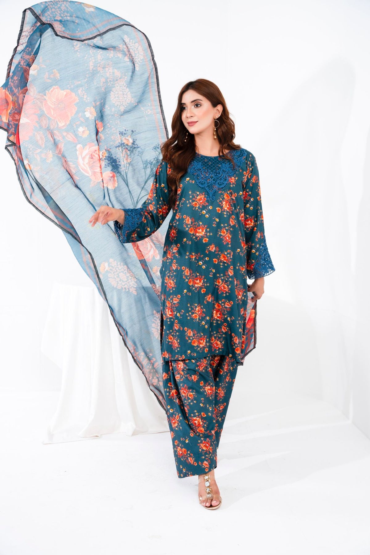 Maha Gul 3 Piece - Teal