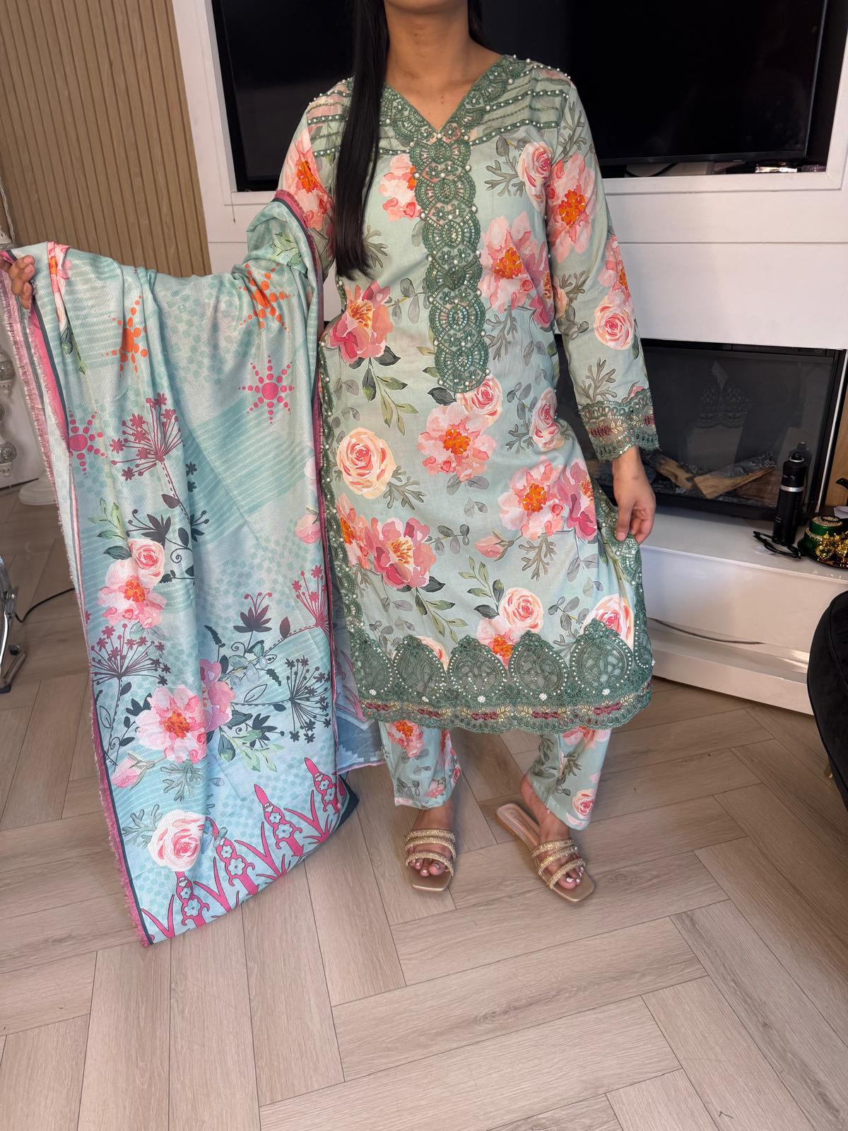 Adeela 3pc Printed Lawn Suit