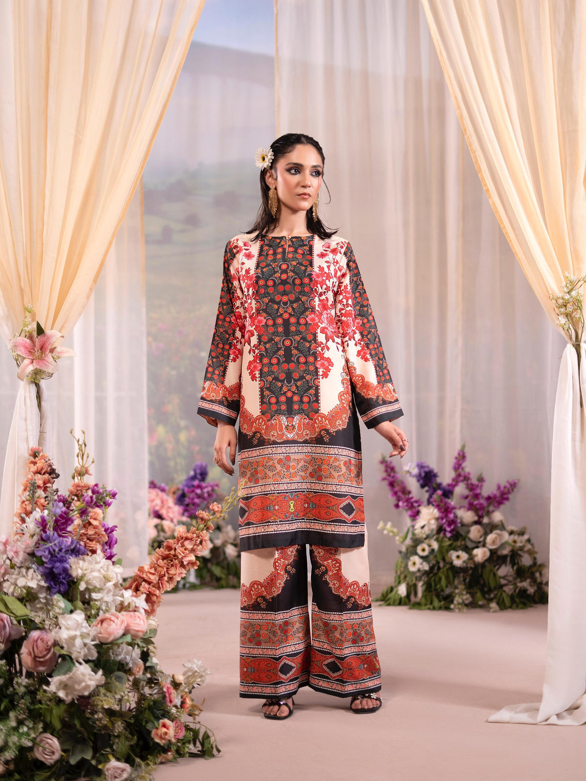 Rose Poly Lawn 2pc Co-Ord by Raniya.H