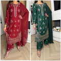 Afeefah 3pc Marina Suit With Plazzo 45” kameez length