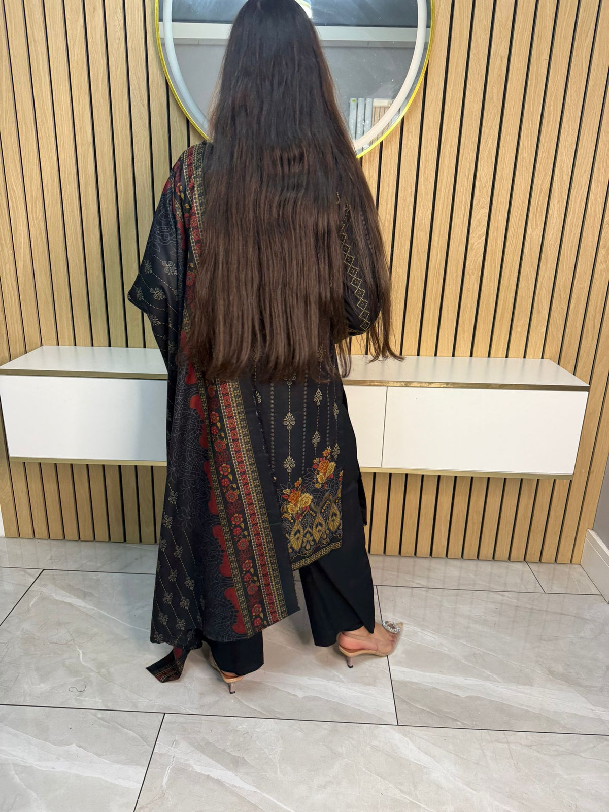 Arfa 3pc Dhannak suit with Shawl
