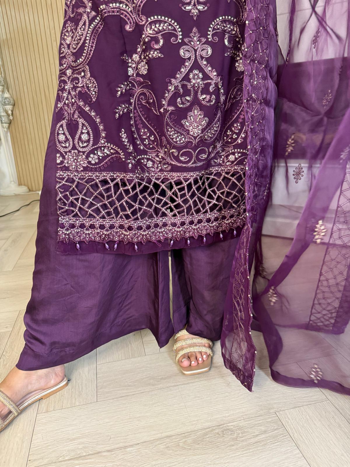 Atiqa Chiffon 3PC Suit With Organza Duppata