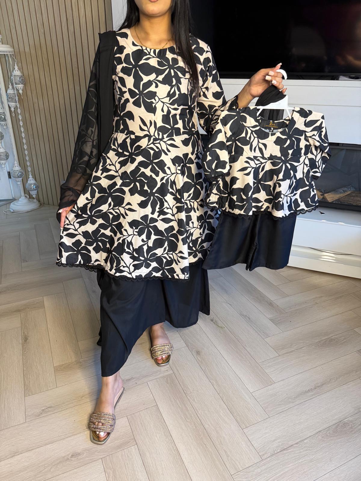 Hinan 2pc Mother & Daughter Umbrella Frock